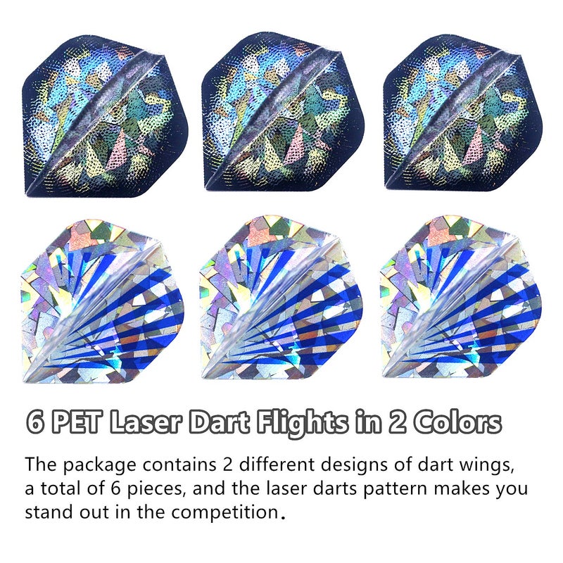 ROOBEEO Soft Tip Darts Set for Electronic Dart Board 18/22g Plastic Tip Darts Set with Brass Barrels&Aluminum Shafts, 6 Flights 3 Spare Plastic Dart Shaft 20 Soft Tips Portable Case (18g-Silver&Blue) - Image 4